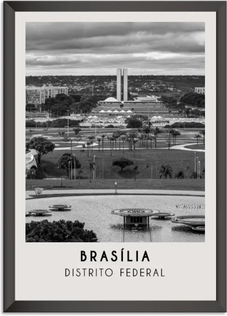 Quadro Oppen House  65x45cm Cidades Brasília Brasil Moldura Preta Sem Vidro - Oppen House Decora