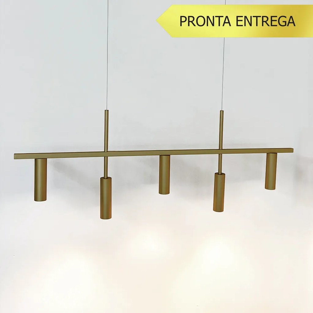 Pendente Retângular 101X3,8X44,5Cm Tubo Desalinhado Alumínio 5Xmr11 -... (PRETO)