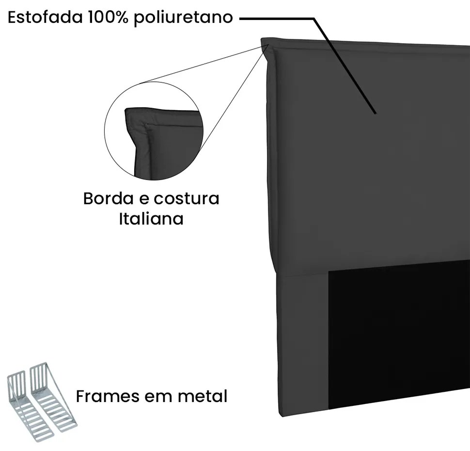 Cabeceira Garden Para Cama Box Solteiro 90 cm Suede - D'Rossi - Preto