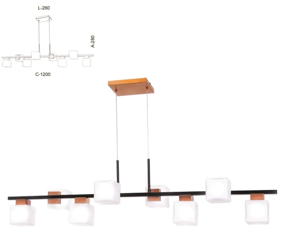 Pendente Retangular Vidro Quadrado 120X28X26Cm Metal E Cubo 08Xg9 | Ol... (DOURADO FOSCO / DOURADO BRILHO, CLEAR (TRANSPARENTE))