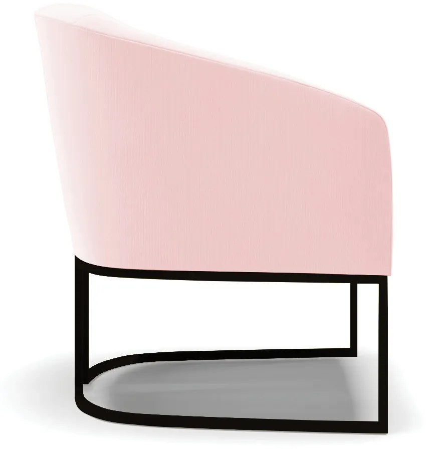 Poltrona Decorativa Industrial Preto Kit 2 Stella Suede D03 - D'Rossi - Rosa Bebê