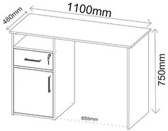 Escrivaninha Mesa para Escritório 1 Porta 1 Gaveta Mobile Hall Ipê/Bra