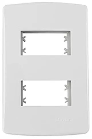 Placa 2 Modulo Com Suporte 4x2 Plastico Branco Bianco