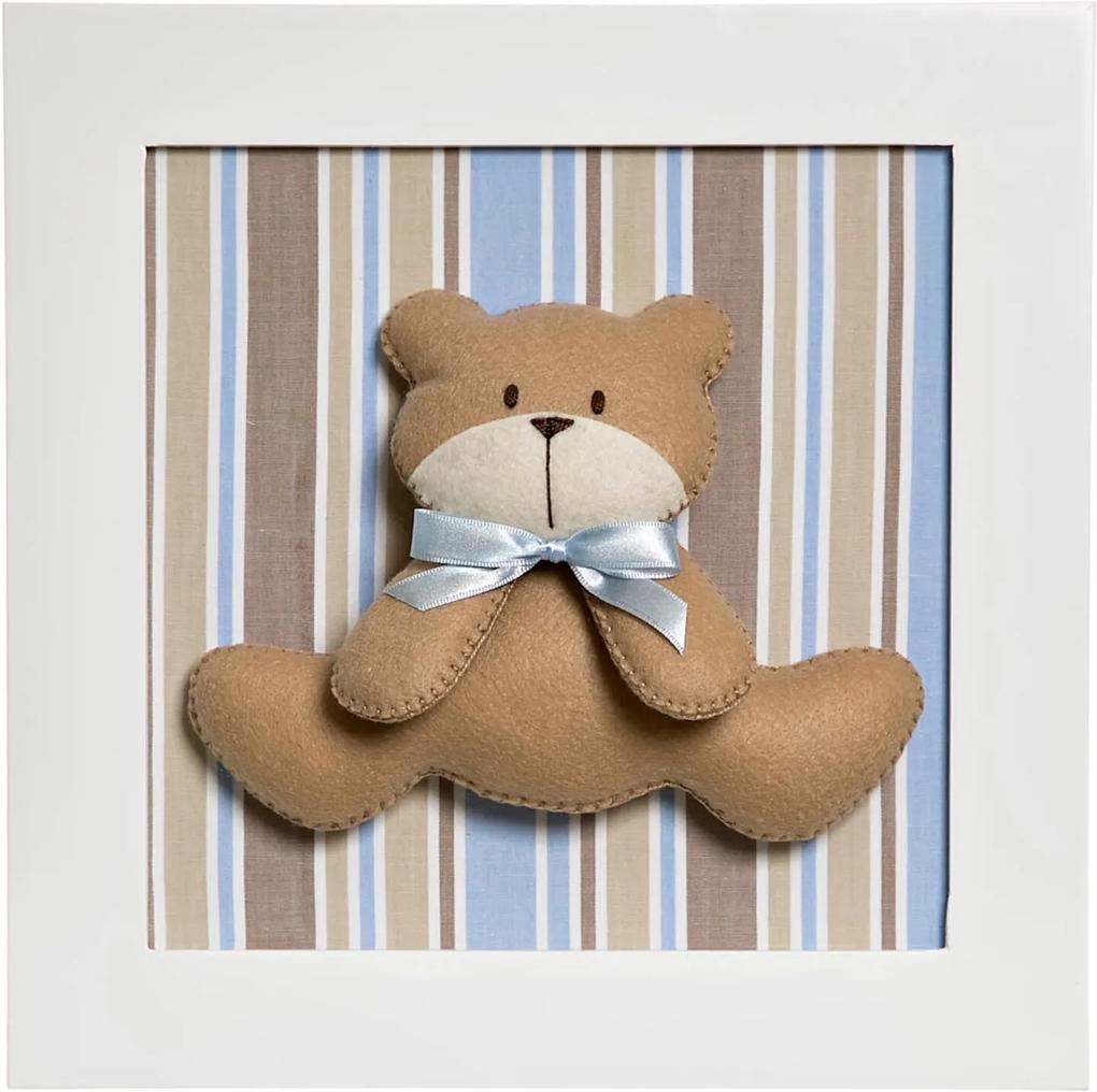 Quadro Decorativo Urso Quarto Bebê Infantil Menino Potinho de Mel Azul