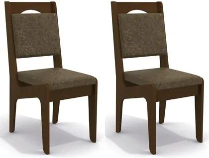 Kit 2 Cadeiras CAD105 para Sala de Jantar Walnut/Corino Marrom - Kappesberg