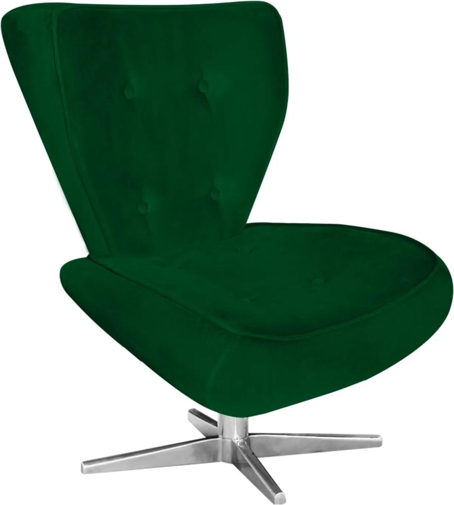 Poltrona Decorativa Tathy Suede Verde com Base Estrela Aço Cromado  - D'Rossi