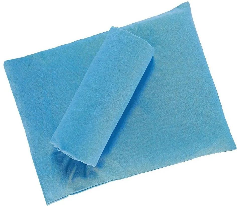 Jogo de Lençol 2 Peças para Berço Percal Antialérgico Liso Azul de Elástico com Fronha