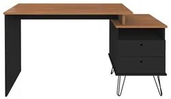 Mesa Escrivaninha Estilo Industrial Flex Lux A06 Freijó/Preto - Mpozen