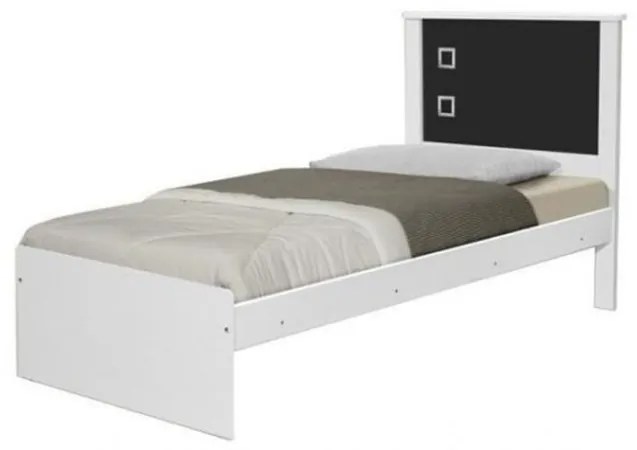 Cama Barcelona Solteiro Branco com Preto - Tebarrot Móveis