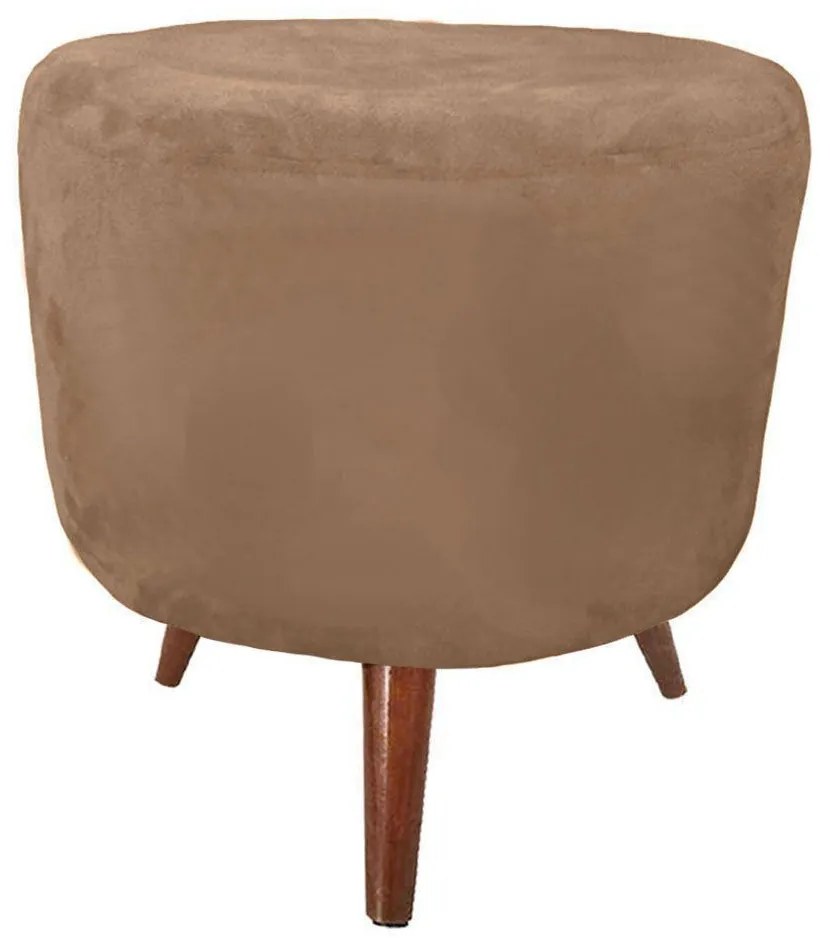 Puff Banqueta Decorativa Dora Redondo Suede - S06 - Marrom Rato