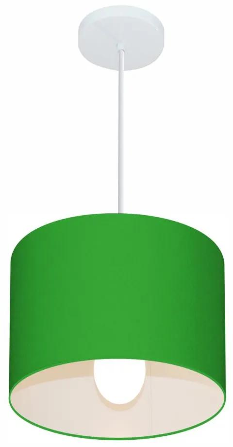 Lustre Pendente Cilíndrico Md-4054 Cúpula em Tecido 30x21cm Verde Folha - Bivolt