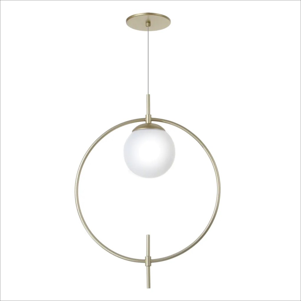 Pendente Cerchio 50,5X12X38Cm Metal Alumínio E Globo Ø12Cm 01Xg9 - Old... (BRANCO / COBRE BRILHO)