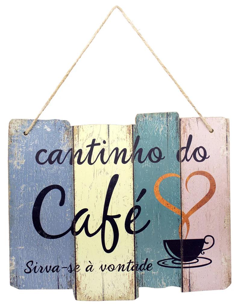 Quadro Decorativo de Madeira Cantinho do Café 25,5x30x1,5 cm - D'Rossi