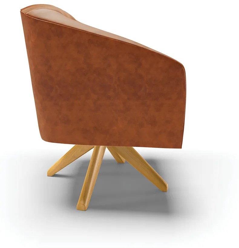 Poltrona Decorativa Giratória MA30 Stella Sintético PU Nozes D03 - D'Rossi