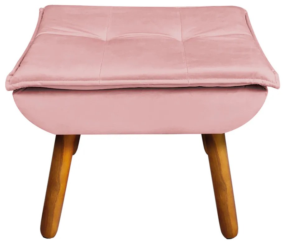 Puff Banqueta Decorativo Pé Palito Kit 2 Opala Veludo Rosê D03 - D'Rossi