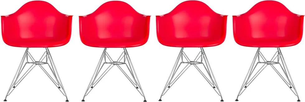 Conjunto 4 Cadeiras Eiffel Eames DAR pés Cromado Vermelha
