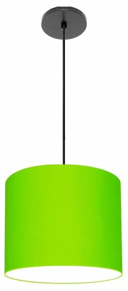 Luminária Pendente Vivare Free Lux Md-4106 Cúpula em Tecido - Verde-Limão - Canola preta e fio preto