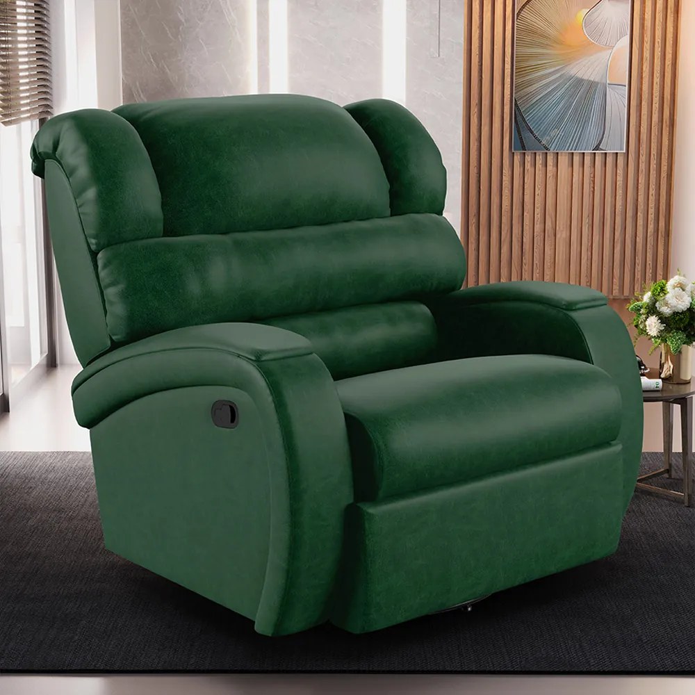 Poltrona do Papai Reclinável Napoli Glider Giratória Massagem PU Verde Musgo FH1 - D'Rossi