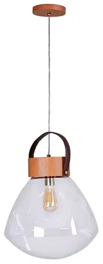 Pendente Vidro Madeira Castanho Lampadari 39cm