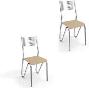 Kit 2 Cadeiras para Cozinha Nápoles Cromado/Nude - Kappesberg