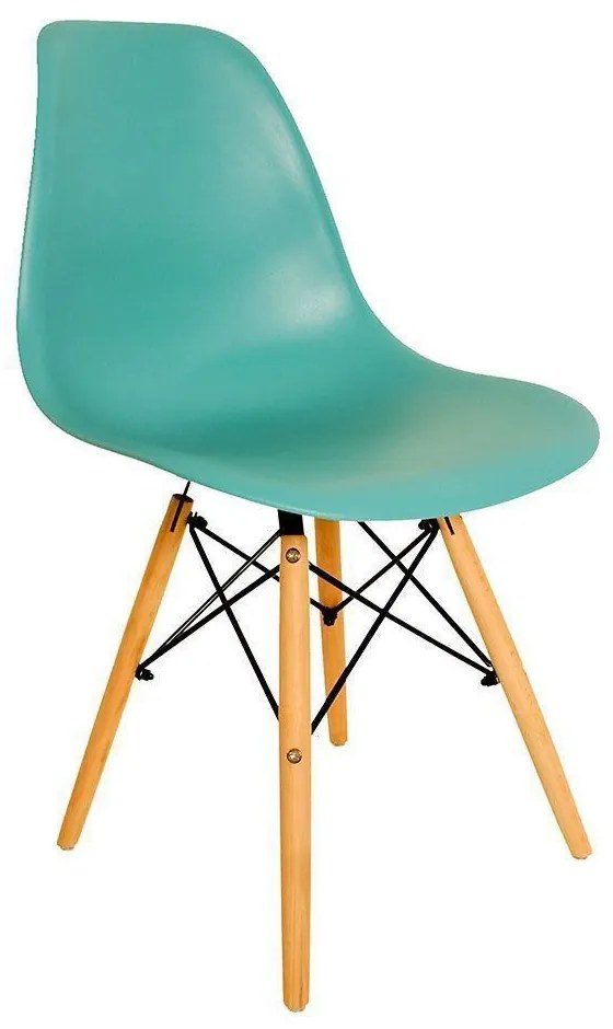 Cadeira Sala de Jantar Base Madeira Eiffel Eames Azul Turquesa R02 - D'Rossi