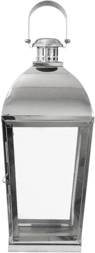 Lanterna Decorativa em Metal Prateado Níquel - 73x23cm