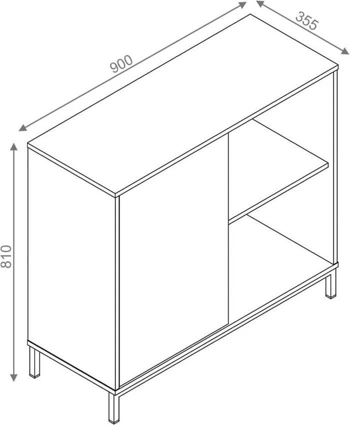 Armário Multiuso Beripe C/ 1 Portas E 3 Nichos Branco / Preto