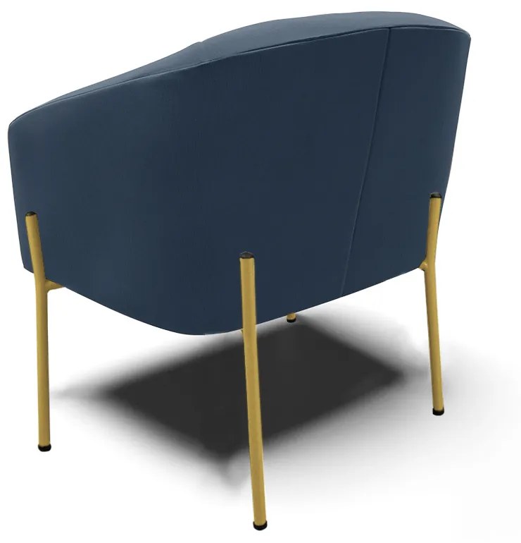 Poltrona Pé de Ferro Dourado Sala de Estar Stella Suede Azul Marinho D03 - D'Rossi