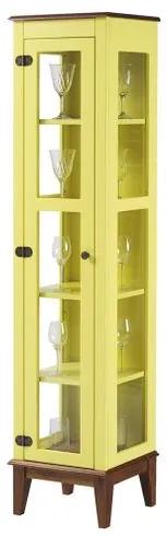Cristaleira Remy 1 Porta cor Amarelo com Base Amêndoa 180 cm - 62967 Sun House