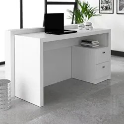 Mesa Para Computador Escrivaninha 2 Gavetas ME4130 Branco - Tecno Mobi