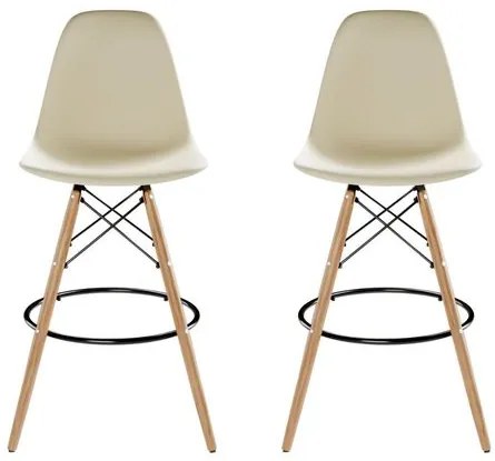 Kit 2 Banquetas Eames Polipropileno Fendi Base Dsw Madeira - 75462 Sun House