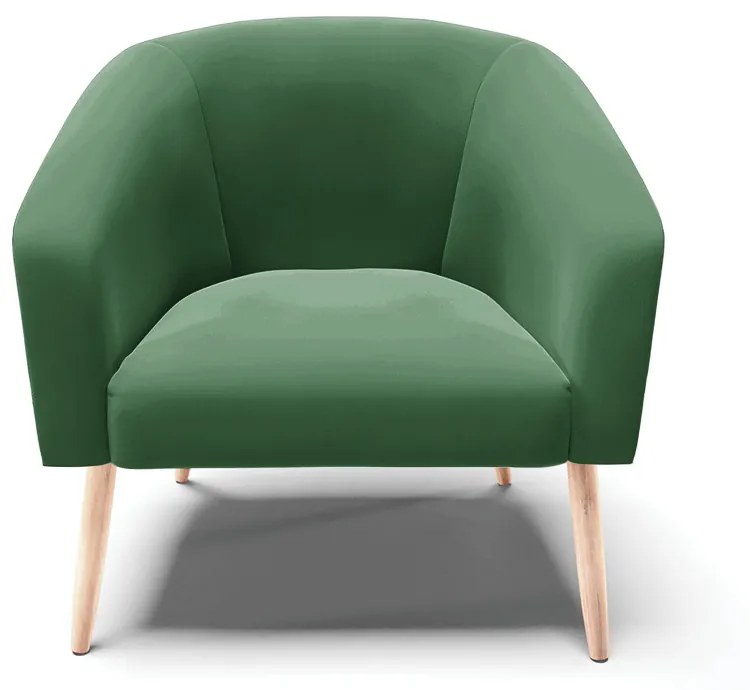 Poltrona Decorativa Pé Palito Natural Kit 2 Stella Veludo D03 - D'Rossi - Verde Esmeralda