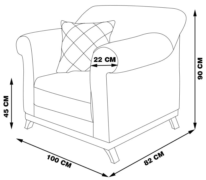 Poltrona Decorativa com 1 Almofada Armstrong Suede Cinza G63 - Gran Belo