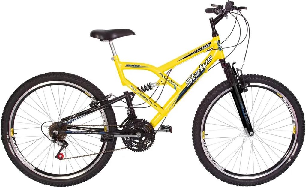Bicicleta Status Bike Aro 26 18v Dupla Suspensão - Amarela