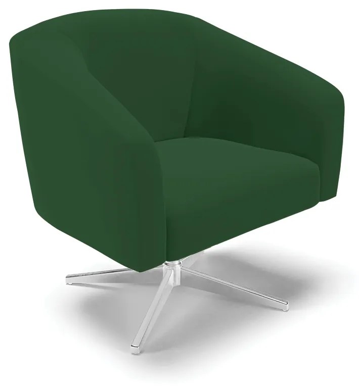 Poltrona Decorativa Giratória Cromada Kit 2 Stella Veludo Verde D03 - D'Rossi