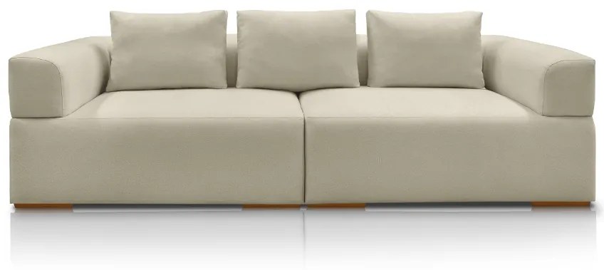 Sofá Bipartido 3 Lugares com Almofadas Soltas 240cm Nuuk Linho Off White G63 - Gran Belo