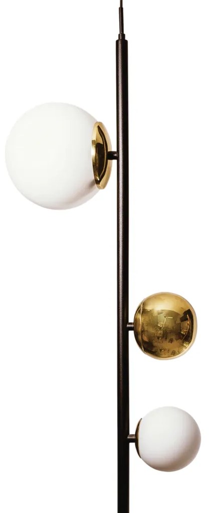 Pendente Organic Vertical Ø36X150Cm Alumínio E Globo Ø12Cm / Ø20Cm 1Xg... (BZ-M / DR-P - Bronze Metálico / Dourado Brilho Polido Verniz)