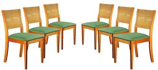 Kit 6 Cadeiras de Jantar Estofada Verde em Veludo Arsa