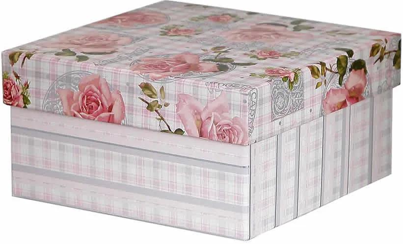 Caixa Organizadora Floral Rosa Xadrez
