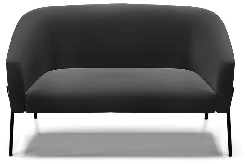 Sofá 2 Lugares Namoradeira Pé de Ferro Preto Stella Suede D03 - D'Rossi - Preto
