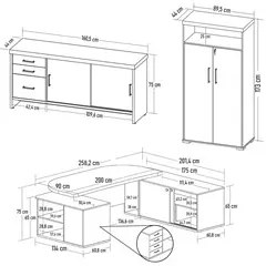 Conjunto Escritório Home Office 3 Peças Corp A06 Carvalho/Branco - Mpo