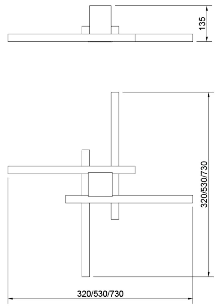 Plafon Lara 32X32Cm Led 24,4W Bivolt | Usina 19275/32 (CP-M - Champagne Metálico, 3000k)