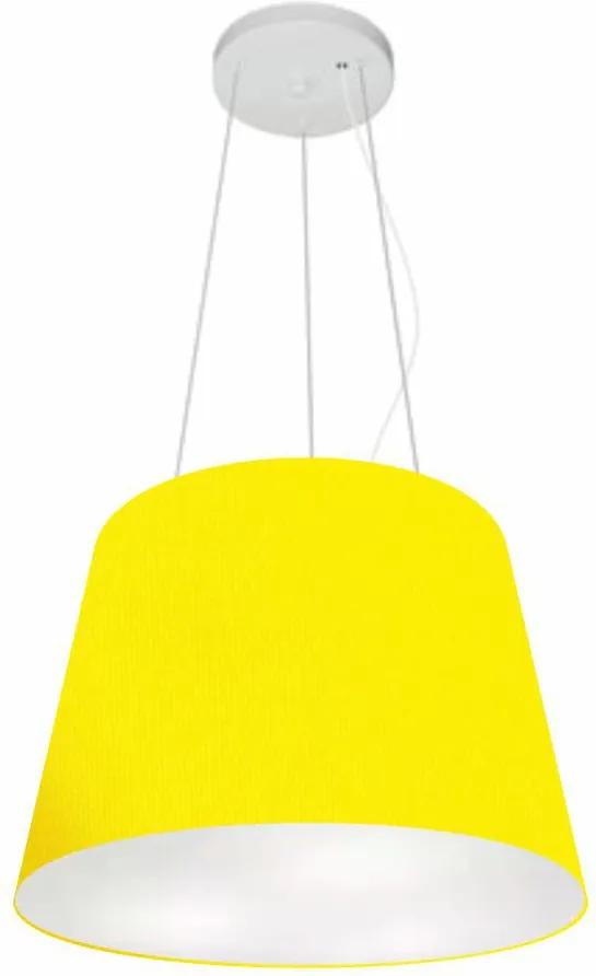 Lustre Pendente Cone Md-4152 Cúpula em Tecido 30/40x30cm Amarelo - Bivolt