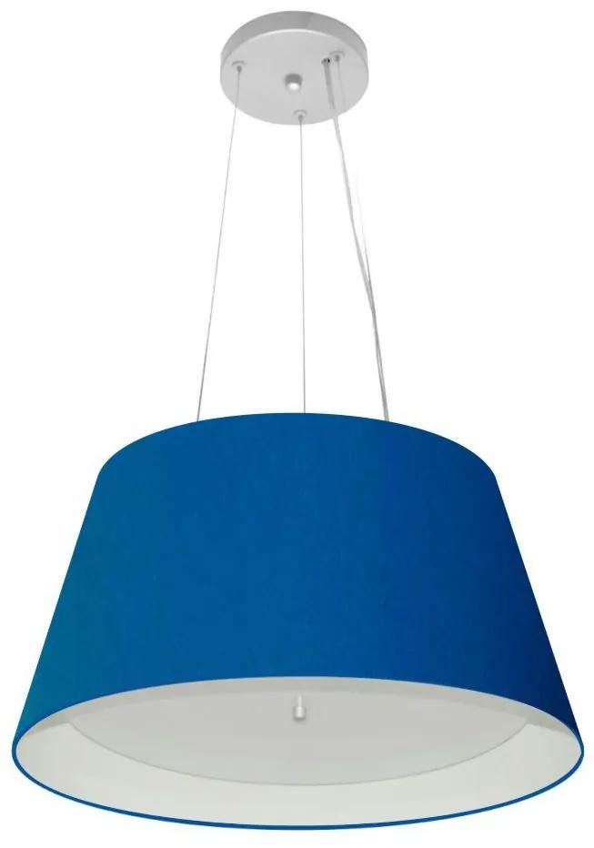 Lustre Pendente Cone Md-4119 Cúpula Forrada em Tecido 21/40x30cm Azul Marinho / Branco - Bivolt