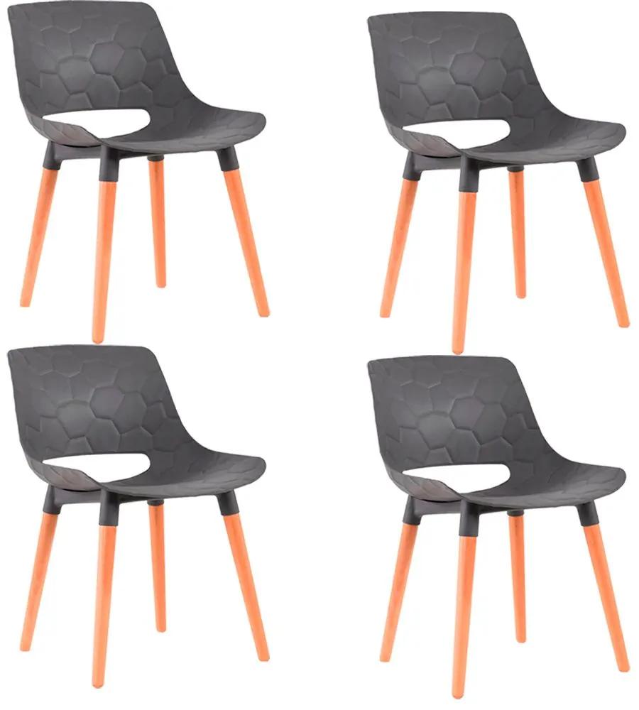 Kit 4 Cadeiras Decorativas Para Salas e Cozinhas LivClean (PP) Cinza - Gran Belo