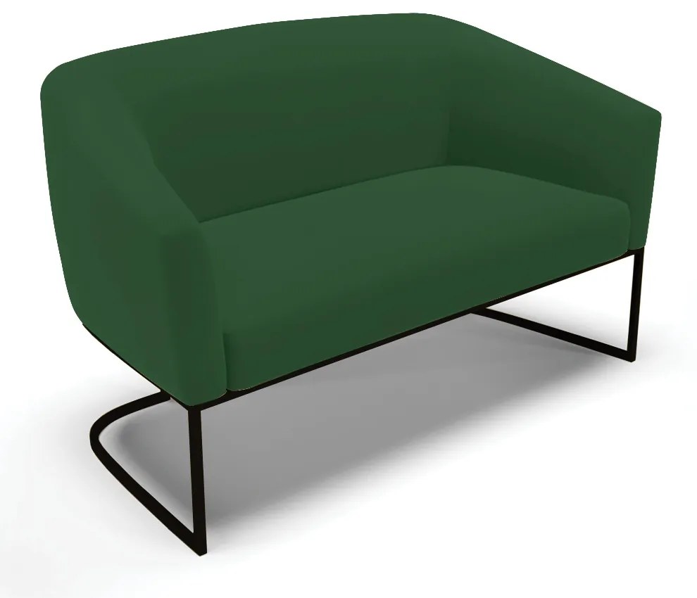 Namoradeira e 2 Poltronas Industrial Preto Stella Veludo Verde D03 - D'Rossi