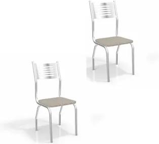 Kit 02 Cadeiras para Cozinha Munique 2C047CR Cromado/Linho Marrom - Kappesberg