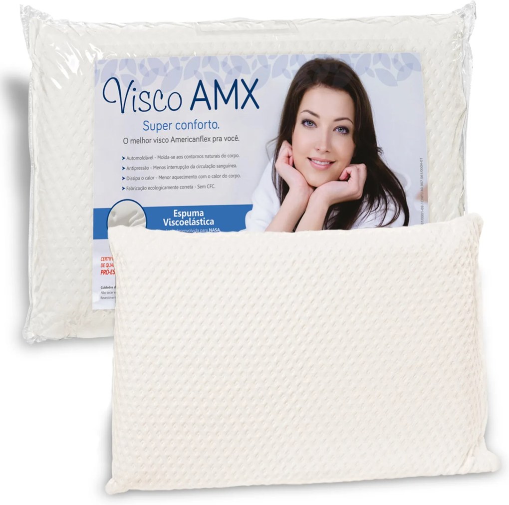 Travesseiro Americanflex Visco AMX 12 cm de Altura - Branco