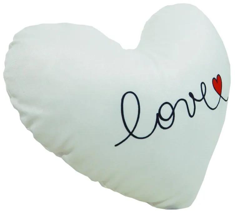 Almofada de Coração Cheia com Frases em Suede 45x30cm - Love Fundo Branco