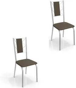 Kit 02 Cadeiras para Cozinha Lisboa 2C076CR Cromado/Marrom - Kappesberg